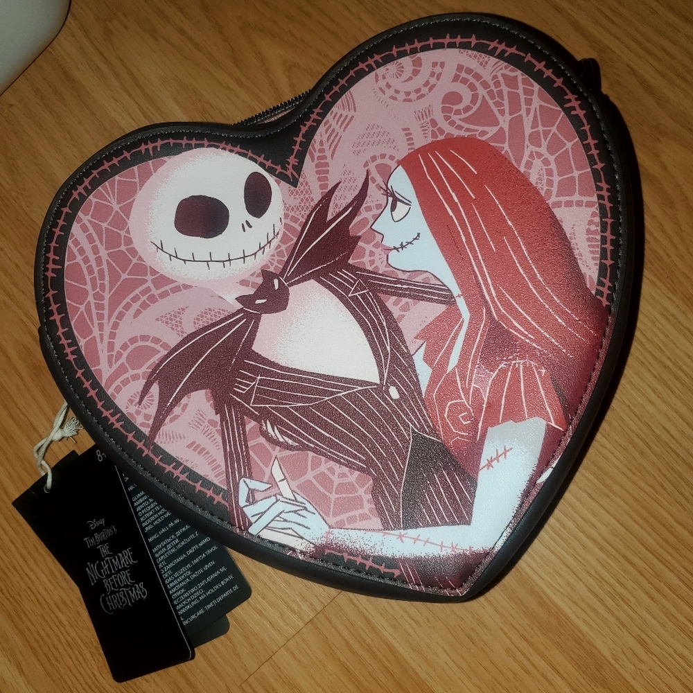 Loungefly Heart-Shaped Bag with Jack and Sally